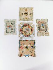 Set Of 5 Antique 1870-90s Victorian Embossed Paper Lace Die Cut Valentine Card picture