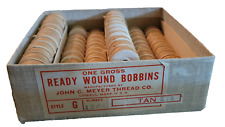 95 Vintage John C. Meyer Ready Wound Bobbins Tan Color Original Box with Lid picture