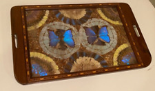 Butterfly Wing Wood Inlay Serving Tray Vintage 24.5” STUNNING picture