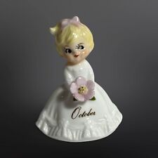 RARE VTG Miniature Napco Girl Of The Month October Birthday Flower Bone China picture