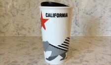 2015 Starbucks Ceramic 12 oz Traveler Tumbler W/ Lid California Bear Flag Star picture