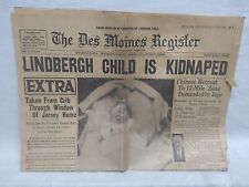 1930's Newspaper Headlines July 24,1949 Des Moines Register Lindbergh Kidnapping picture