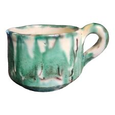 Vintage Mexican Green Drip Ware Pottery Mug Small 2.25