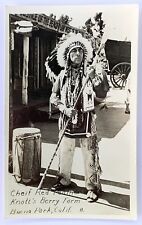 Chief Red Feather PostCard: Knott’s Berry Farm, Buena Park, California. RPPC picture