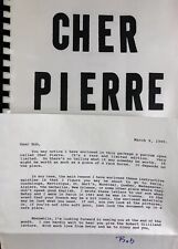 Cher Pierre Rare Manuscript & Letter by M. Robert Gardner An American In Paris  picture