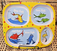 Dr Seuss Melamine Divided Child's Plate One Fish Two Fish Red Fish Blue Fish picture