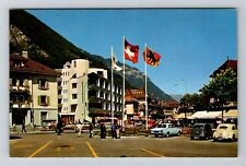Bahnhofplatz-Switzerland, Interlaken, Advertising, Vintage Postcard picture