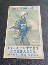 1880's Lone Fisherman Marburg Bros Cigarettes Tobacco Trade Card picture