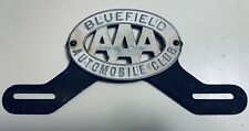 Vintage AAA Bluefield West Virginia Motor Club License Plate Topper w/ Bracket picture