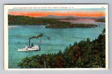Alton Bay NH-New Hampshire, Aerial Lake, Mountains, c1934 Vintage Postcard picture