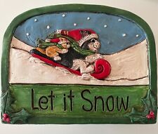 2006 The Stone Bunny Inc Cats Sleigh Plaque Let it Snow Telle M. Stein picture