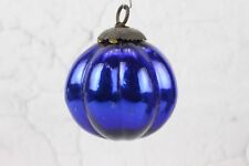 Vintage Cobalt Blue Pumpkin Shape German Kugel Christmas Ornament picture