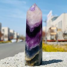 128G Top Colorful Natural Fluorite Quartz Crystal REAL Wand Point Healing picture