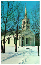 Massachusetts MA Sturbridge Meetinghouse Church Snow Vintage Postcard-L2-214 picture