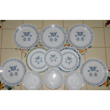 Correlle Blue Heart and Floral 13 Peice Plate Set picture