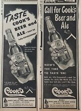 2 large 1948 newspaper ads for Cook's Beer & Ale - They're fully-KRAUSENED, aged picture