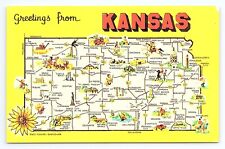 Postcard Greetings from Kansas Map KS picture