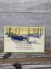c 1920’s Posted Christmas Post Card Old Car With Family Ohio picture