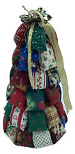 Vintage Stuffed Fabric Scraps Christmas Tree 3D Handmade 9.5
