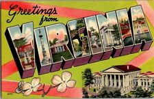 1940'S LINEN. GREETINGS FROM VIRGINIA. POSTCARD TM17 picture