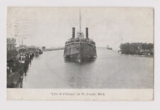 Ship Steamer City of Chicago Entering Harbor St Joseph Michigan Posted 1910 picture