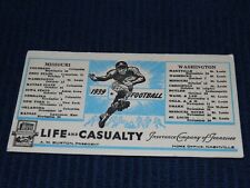 1939 Life & Casualty Insurance MISSOURI Tigers / WASHINGTON St Louis SCHEDULE picture