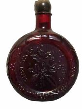 Vintage Wheaton 1973 Christmas Holly Ruby Red Glass Decanter Bottle ~ Home Decor picture