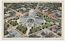 Wisconsin State Capitol As Seen From Aeroplane-Madison,Wis-antique postcard picture