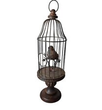 Antique Style Brown Bird Cage on Stand with Bird Table Decor picture