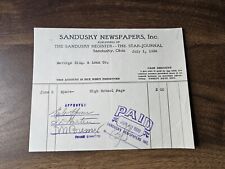 Antique 1938 Receipt Sandusky Register Newspapers Inc Company Ohio Star Journal picture