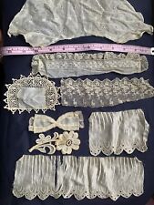 Antique lace textiles trim mixed lot dress doll elements 19c Vintage VICTORIAN picture