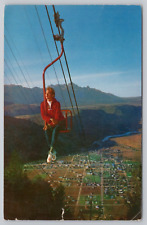 Postcard Blonde Woman on Chairlift, Jackson, Wyoming Vintage, Posted 1961 picture