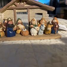 Transpac Micro Mini Nativity Set Handcrafted  All Accounted For With Stable picture
