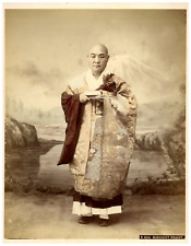 Japan, Buddhist Priest Vintage Print, Albumin Print Watercolor 28.5x22  picture