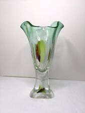 Vintage Signed Adam Jablonski Poland Art Glass vase 15 inch tall picture
