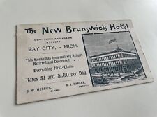 Antique THE NEW BRUNSWICK HOTEL Third & Adams Streets BAY CITY MI  Business Card picture