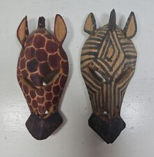 Handmade Masks Zebra Giraffe Lot Of 2 Kenya  10