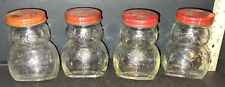 Vintage Sun-Ra's Hot Dog Sauce Glass Jar Tipping Man Set of 4 different. estate picture