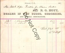 Antique 1889 R G Hoyt Dry Goods General Merchandise Belmont NH Billhead AS38 picture