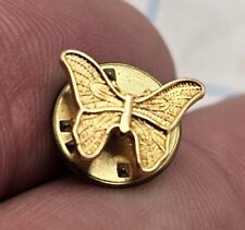 VTG Lapel Pinback Hat Pin Gold Tone Butterfly Very Small picture