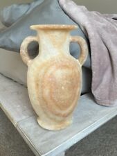 Exquisite Egyptian Museum Replica Hand Carved Alabaster Vase 10