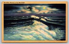 Breaking Waves in the Moonlight Vintage Postcard picture