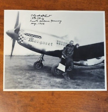 Clyde East autographed 8X10 b/w glossy photo P-51 Fighter Ace WWII 13V picture