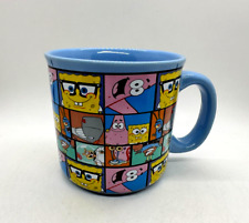 Nickelodeon SpongeBob SquarePants Character Grid Blue Ceramic Camper Mug 20 OZ picture