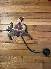 Folk Art Santa Reindeer Christmas Metal Rocking Counter Balance Cast Iron Weight picture