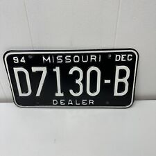 Vintage MISSOURI License Plate Black White D7 130 B Dealer DEC 1994 90s picture