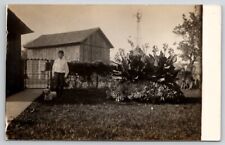 RPPC Young Keith & Chalk the Dog on Farm Barn Windmill Large Hosta Postcard G27 picture