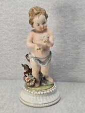 Vintage Andrea By Sadek Bisque Porcelain Cherub Boy Figurine #7064 8.5