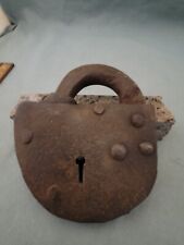 Large Antique Hand Forged Padlock, Cajun Bayou Swamp Shack Lock, Early American picture