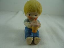 Enesco 1982 Happy Birthday Blond Boy w/cupcake Figurine 2.5